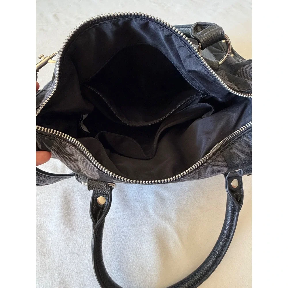 Nine West Black Jacquard Satchel Studded Crossbody Handbag Geometric Print Bag